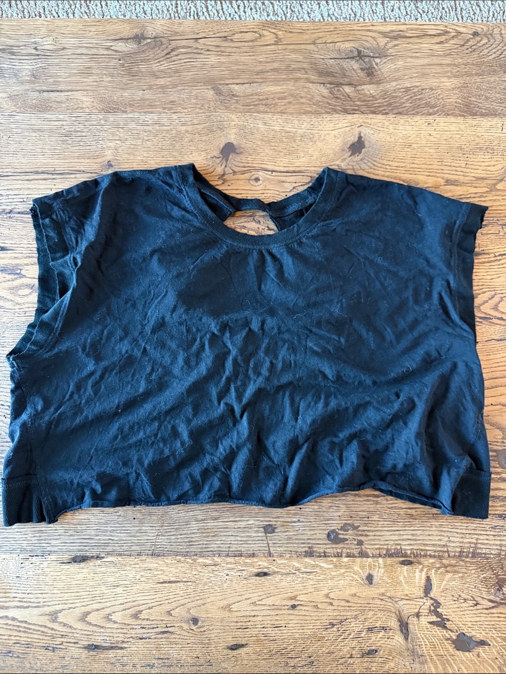 Black Cropped Tee with Cutout Back